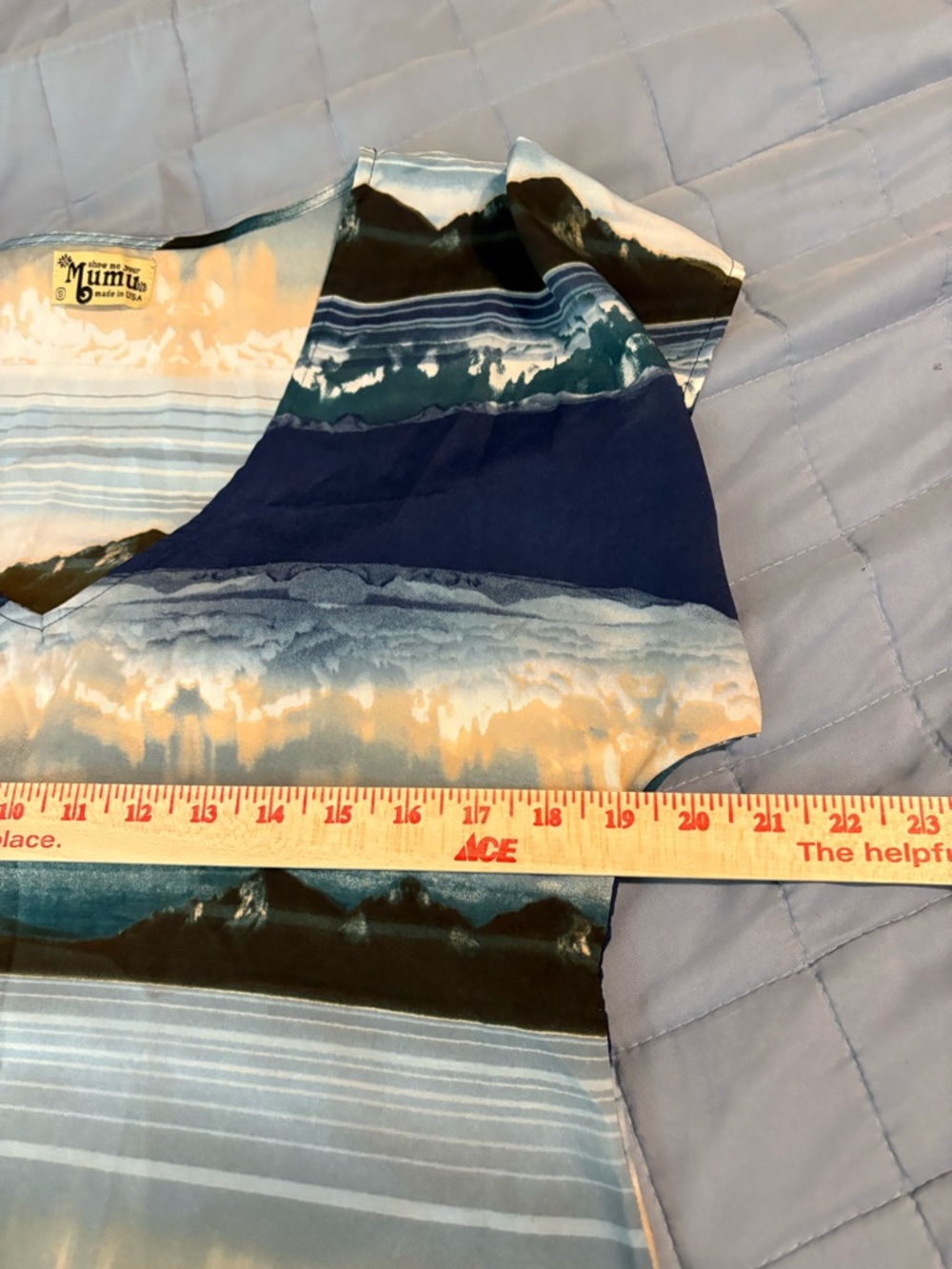 Vintage Show Me Your MuMu V-Neck Abstract Stripe Top in Navy, Teal, Cream - Picture 6 of 7